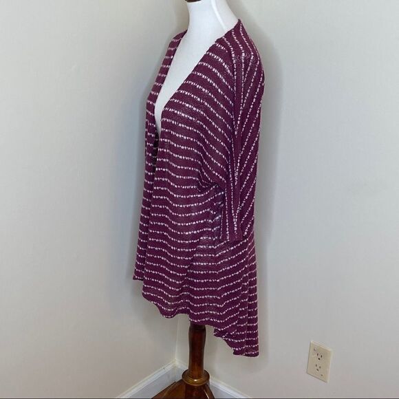 Lularoe Burgundy Striped Sweater Kimono Small - Picture 3 of 7